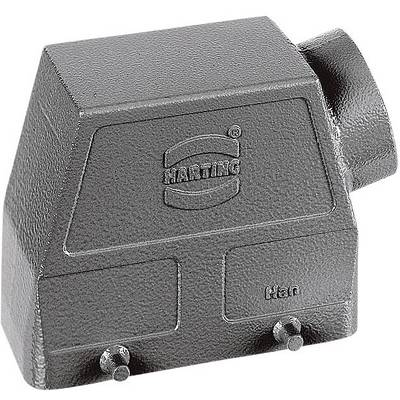 Industriel sort stikforbindelse fra Harting med påskriften 'Han', rektangulær form, robust design til industrielle anvendelser.