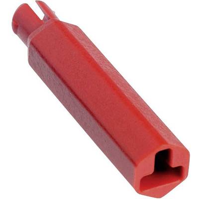 Et rødt plastværktøj til afmontering af tastaturknapper på mekaniske tastaturer.