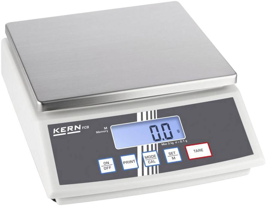 Kern FCB 3K0.1 Bordvægt FCB 3K0.1 Vejeområde 3 kg Aflæsningsnøjagtighed 0.1 g via strømdrift, Batteridrevet, Batteridrevet Sølv