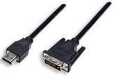 Et HDMI-til-DVI-D-kabel, som forbinder to forskellige videoporte, velegnet til tilslutning af monitorer eller projektorer.