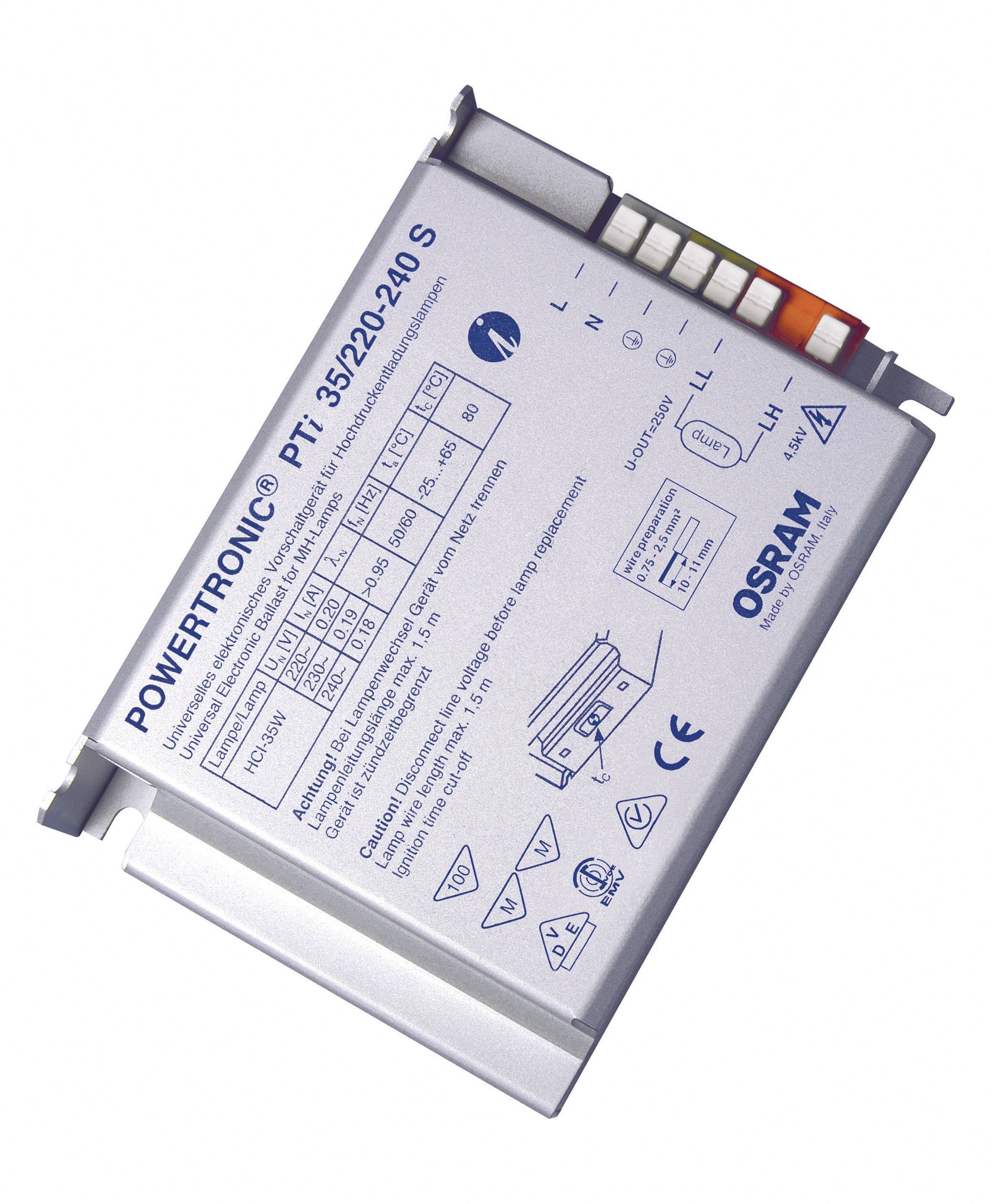 OSRAM HOMELIGHTING Højtryksafladningslampe EVG 35 W (1 x 35 W) Til monteringslys, metalhus PTI 35/220-240 S VS20