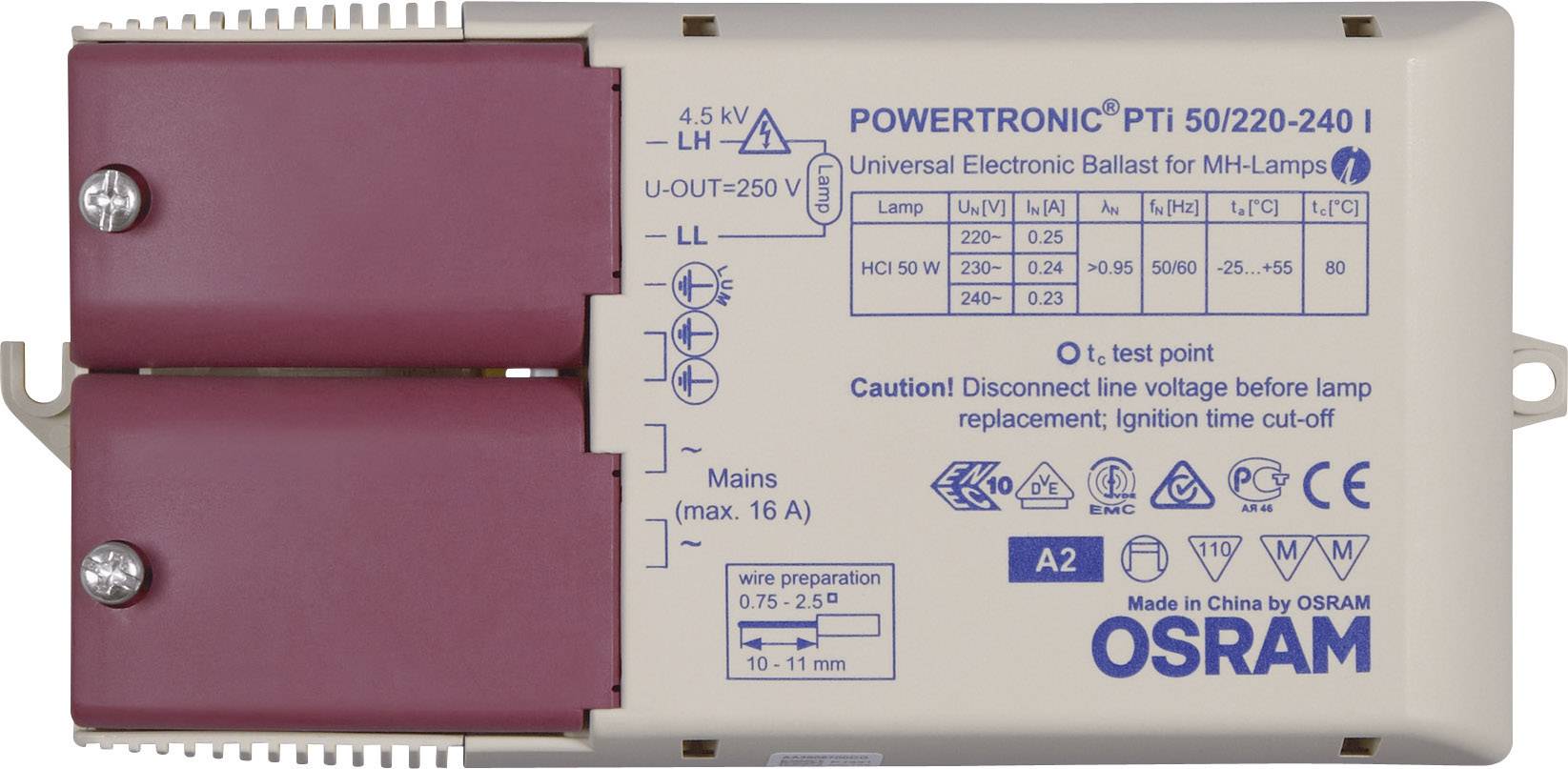 OSRAM Højtryksafladningslampe 4008321955869 EVG 50 W (1 x 50 W) med trækaflastning