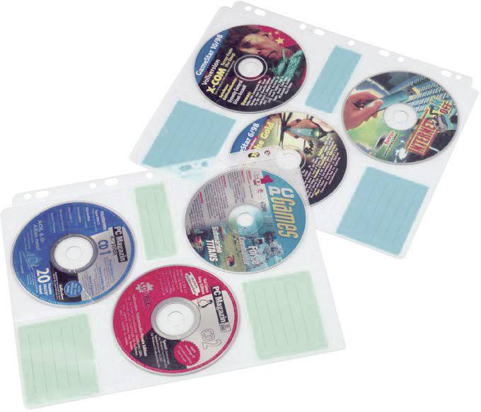 CD-etuier med flere cd'er. Hver cd viser farverige motiver og tekster. Etui'erne har plads til påskrifter.
