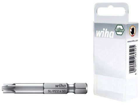 Bitsholder SL/PZ2 x 50 fra Wiha med emballage af klar plast, velegnet til præcis skruning.