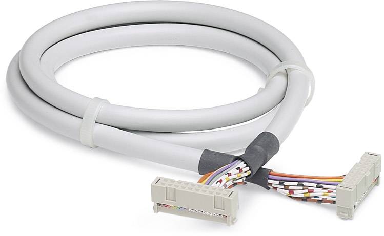 Et gråt kabel med en multifarvet stik, egnet til tilslutning af elektroniske enheder.