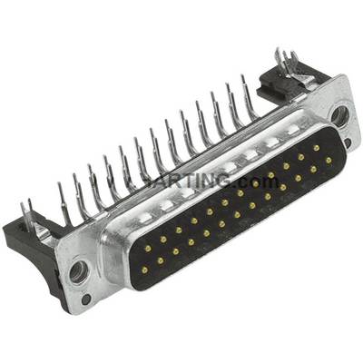 En metallisk D-Sub-stik med 15 ben, til elektroniske forbindelser. Sølvfarvede kontakter rager ud til fastgørelse.