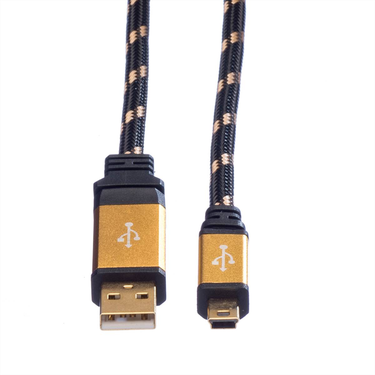 Roline USB-kabel USB 2.0 USB-A-hanstik, USB-mini-B-hanstik 0.80 M ...