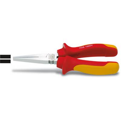 Rød og gul VDE-certificeret spidstang, egnet til arbejde under spændinger op til 1000 volt.
