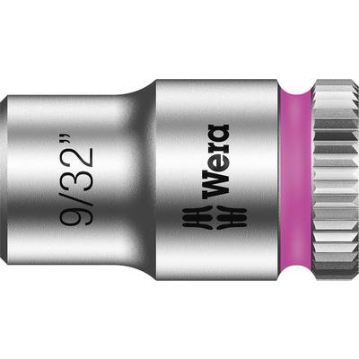 Metalnøgle med påskriften '9/32"' og 'Wera', sølvfarvet med pink ring, til præcis skruning i mekanik eller elektronik.