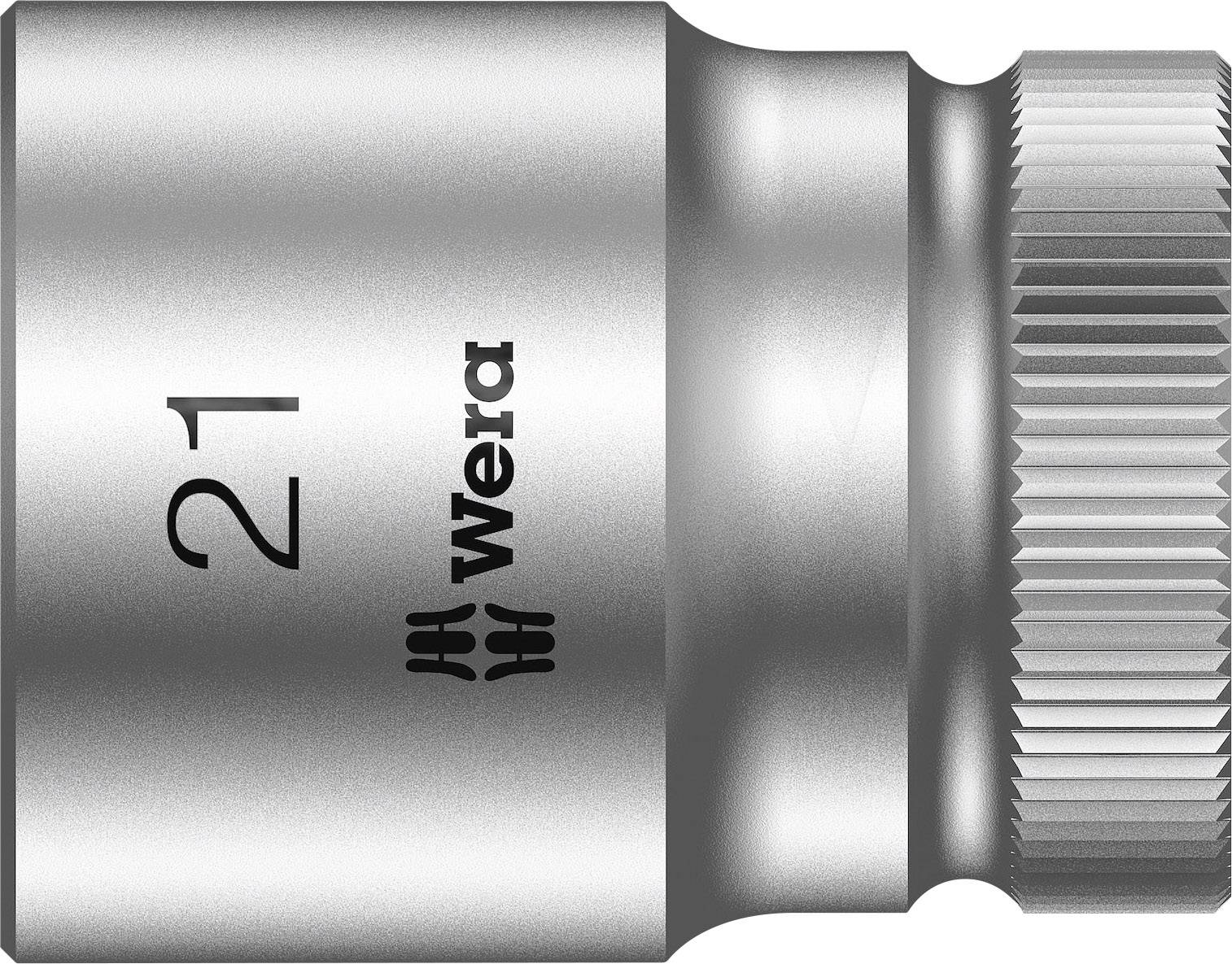 Metalnøglen med påskriften 'Wera 21', velegnet til skruearbejde, viser rillet kant for bedre greb.