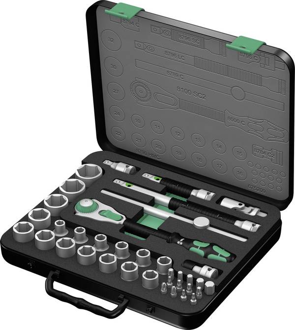 Wera 8100 SC 2 Zyklop Topnøglesæt Metrisk 1/2" (12,5 mm) 37 dele 05003645001