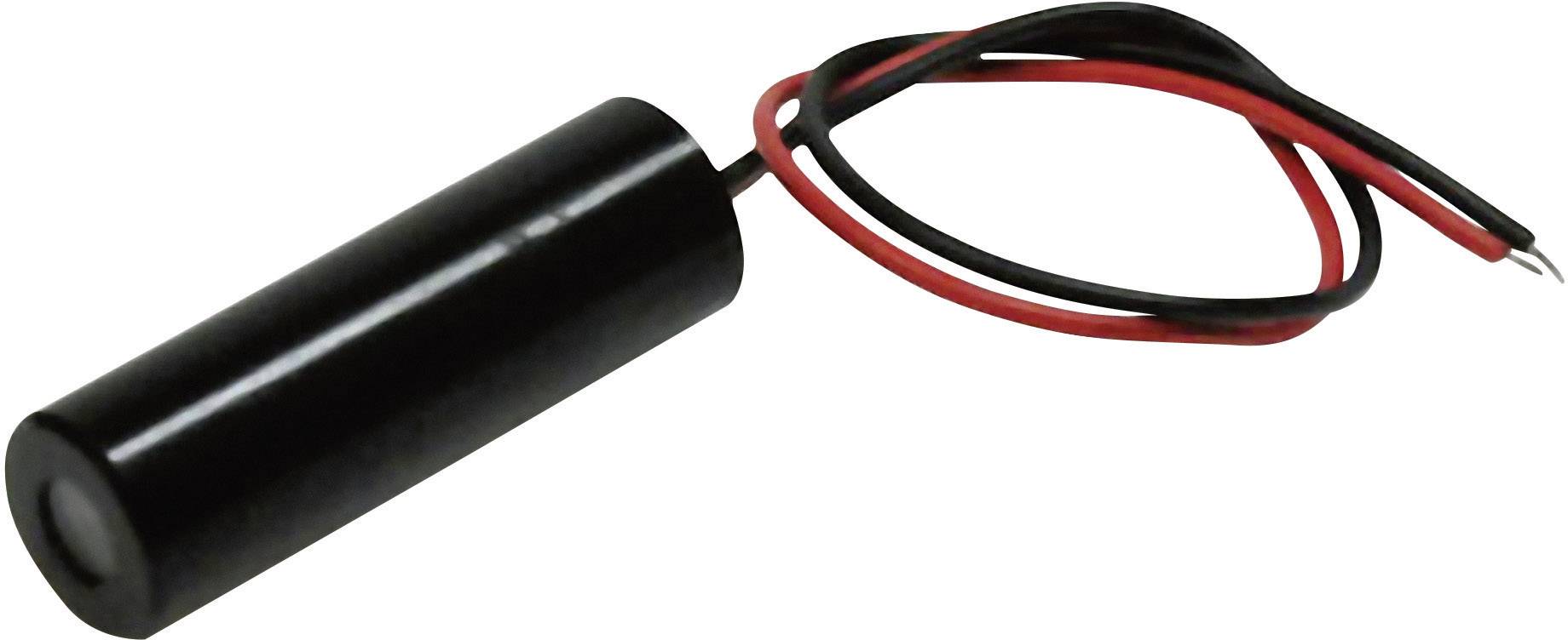 En cylindrisk, sort sensor med to fremstående ledninger, en rød og en sort. Egnet til elektroniske anvendelser.