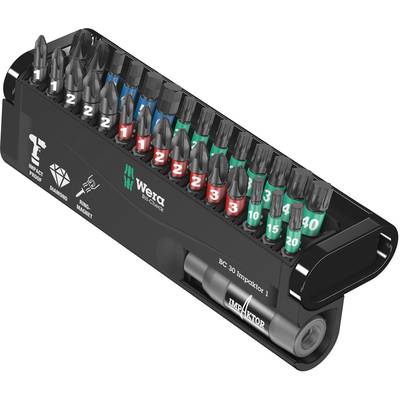 Wera BC Impaktor/30 Bit-Check 05057690001 Bitsæt 30 dele Krydskærv Phillips, Krydskærv Pozidriv, Indvendig-TORX, Unbrako