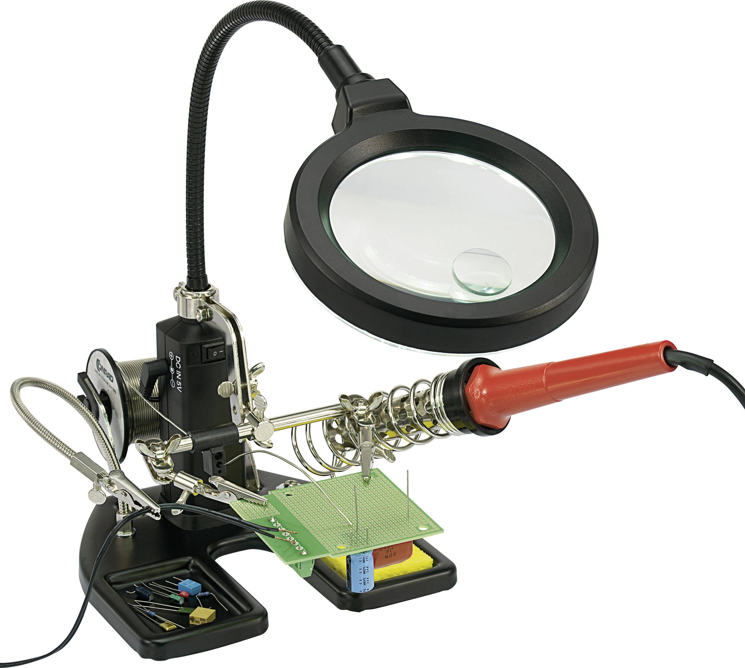 TOOLCRAFT LED lampe med forstørrelsesglas og tredje hånd TOOLCRAFT LED lampe med forstørrelsesglas og tredje hånd