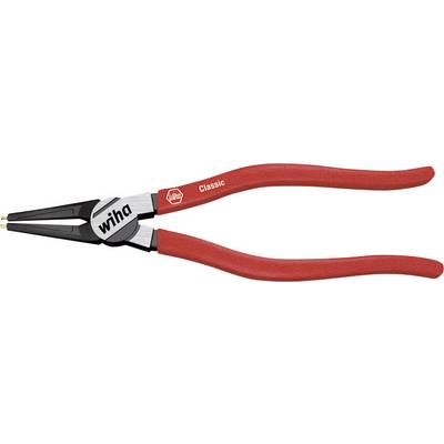 En rød segersporsringstang fra mærket Wiha med langt greb og fine spidser, velegnet til præcise arbejder med ringe eller clips.