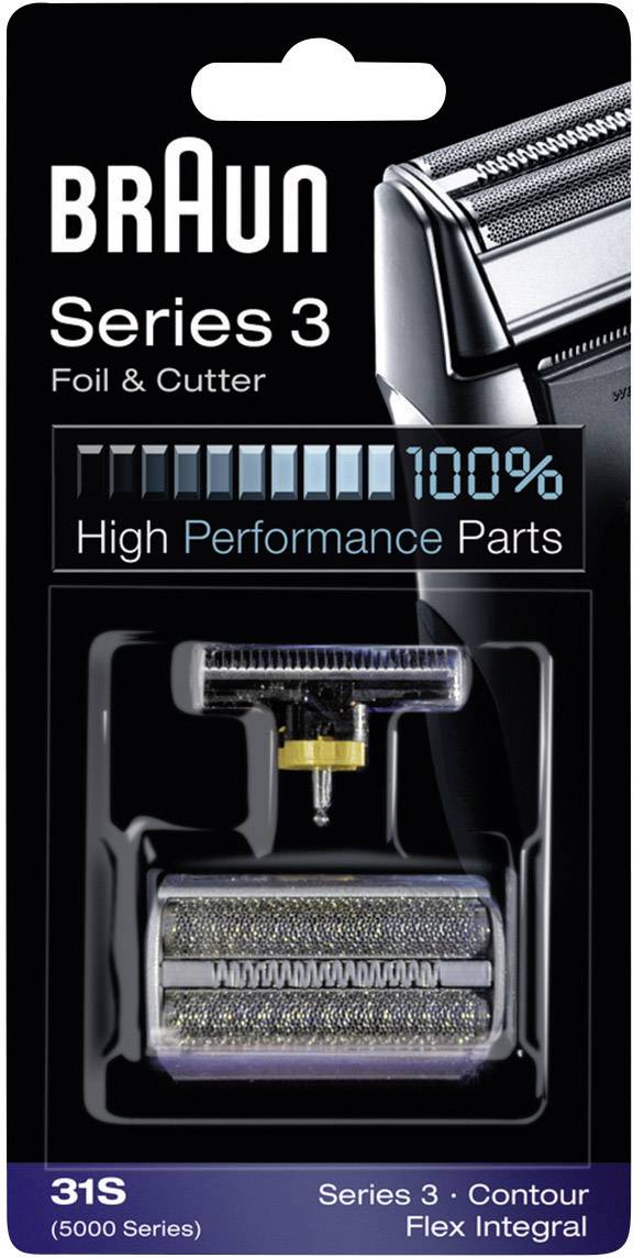 Barbermaskinsæt 'Braun Series 3' reservedele: Foliecutter og blade, lover 100% høj ydelse. Model 31S (5000 serien).
