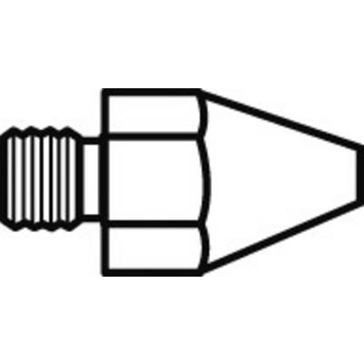 Teknisk tegning af en kegleformet komponent med gevind, som løber spidst til mod højre. Sandsynligvis til mekanisk anvendelse.