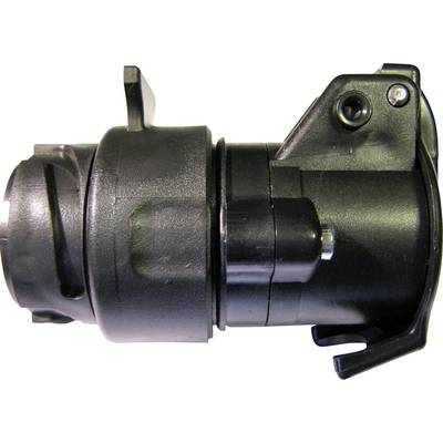 En sort bildel, formodentlig en sensor eller ventil, med cylindrisk form. Den indeholder flere skruefæstninger.