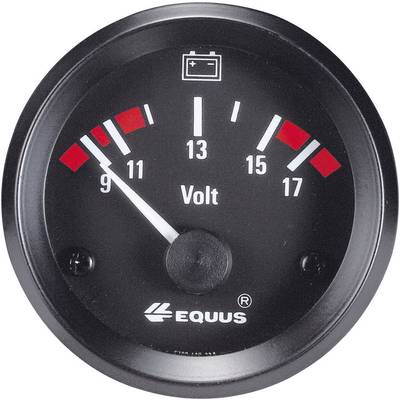 Equus 842060 Bil indbygningsinstrument  Voltmeter måleområde 9 - 17 V Standard Gul, Rød, Grøn 52 mm