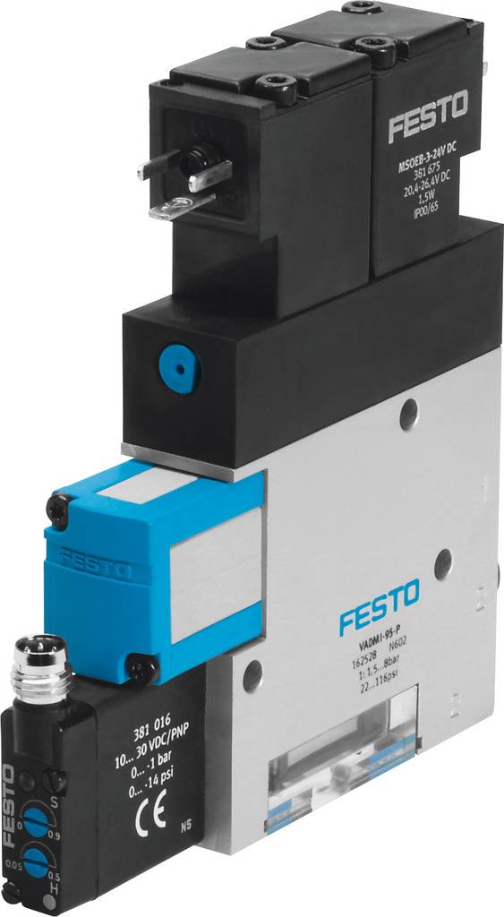 FESTO Vakuumsugedyse VADMI-200-LS-N 171062 26.4 V/DC G 1/4, Lyddæmper Nominel dimension 2 mm Kabinetmateriale Aluminium smedejern Forseglingsmateriale NBR Off-position lukket