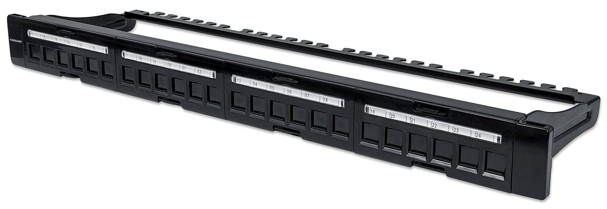 Intellinet 720427 24 porte Netværk-patchpanel 483 mm (19") Ikke bestykket 1 U Sort uden stik-5