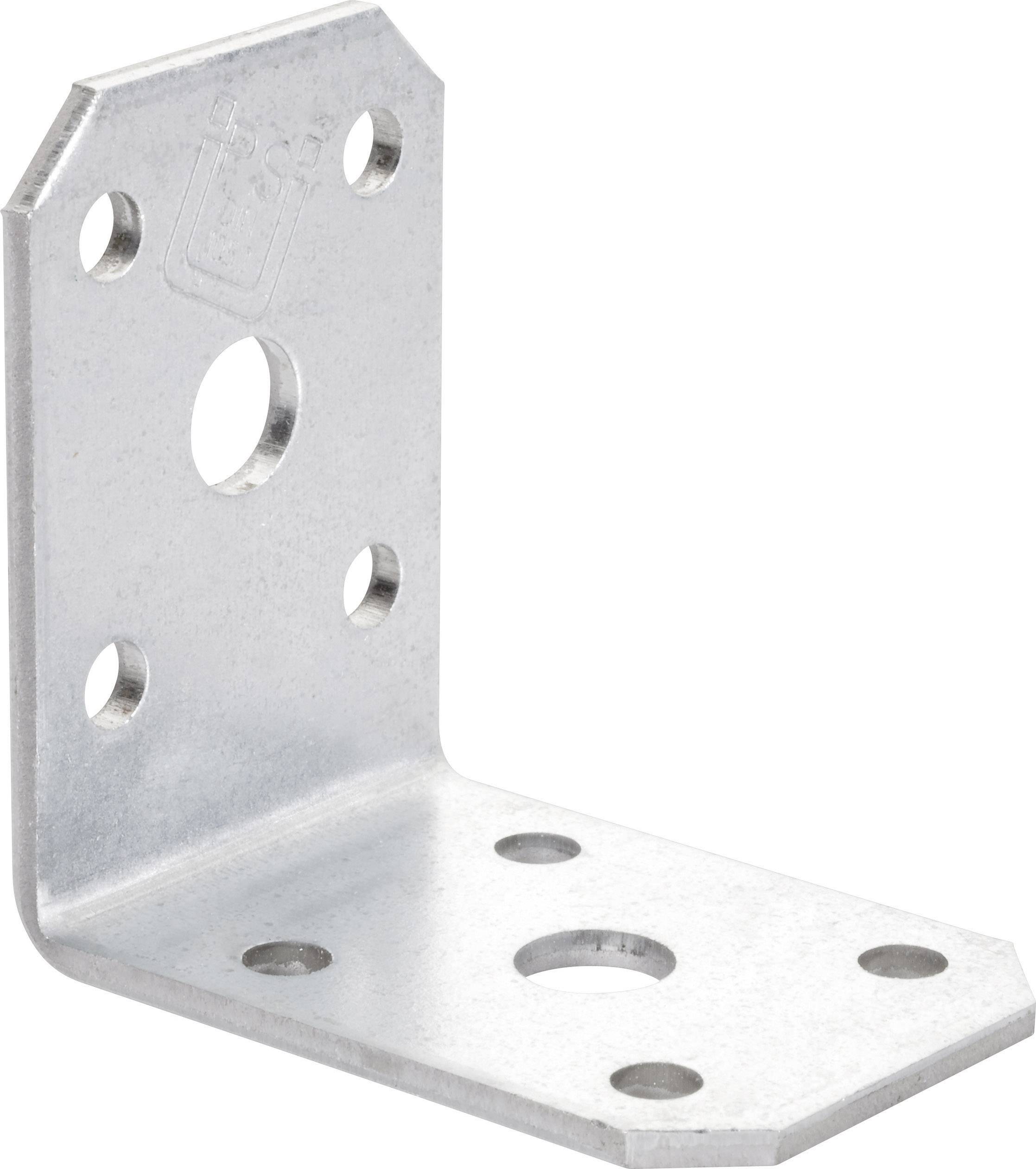 En galvaniseret L-formet metalvinkel med flere monteringshuller, som bruges til stabilisering eller forbinding af komponenter.