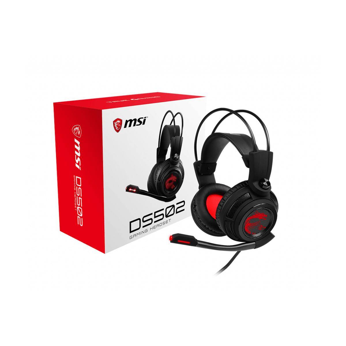 MSI DS502 Over Ear-hovedtelefoner kabelbundet 7.1 Surroundsound Sort Mikrofon-støjreduktion Lydstyrkeregulering, Indstil-5