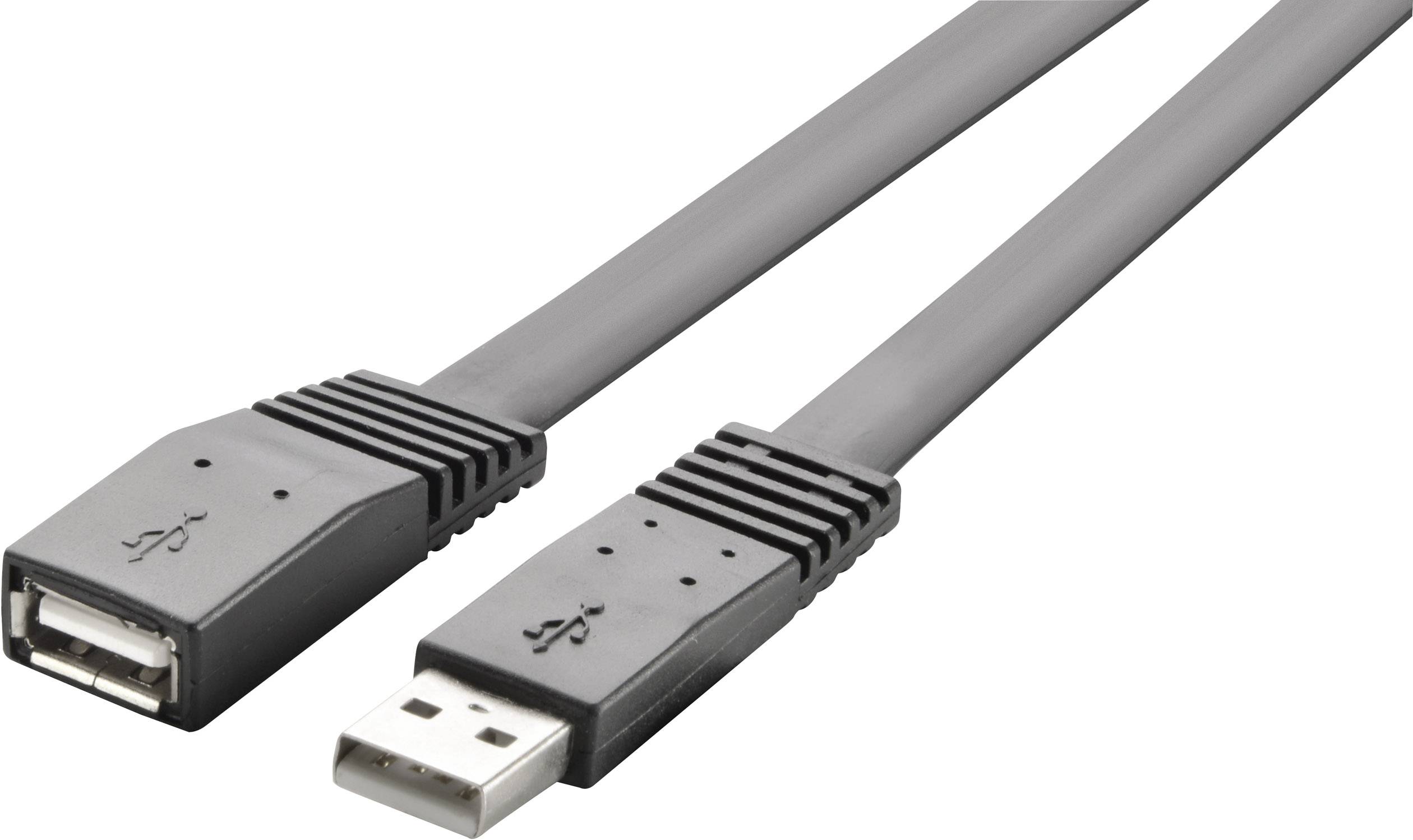 Renkforce USB-kabel USB 2.0 USB-A-hanstik, USB-A-hunstik 1.00 Sort ekstremt fleksibelt RF-4087404 | Conradelektronik.dk