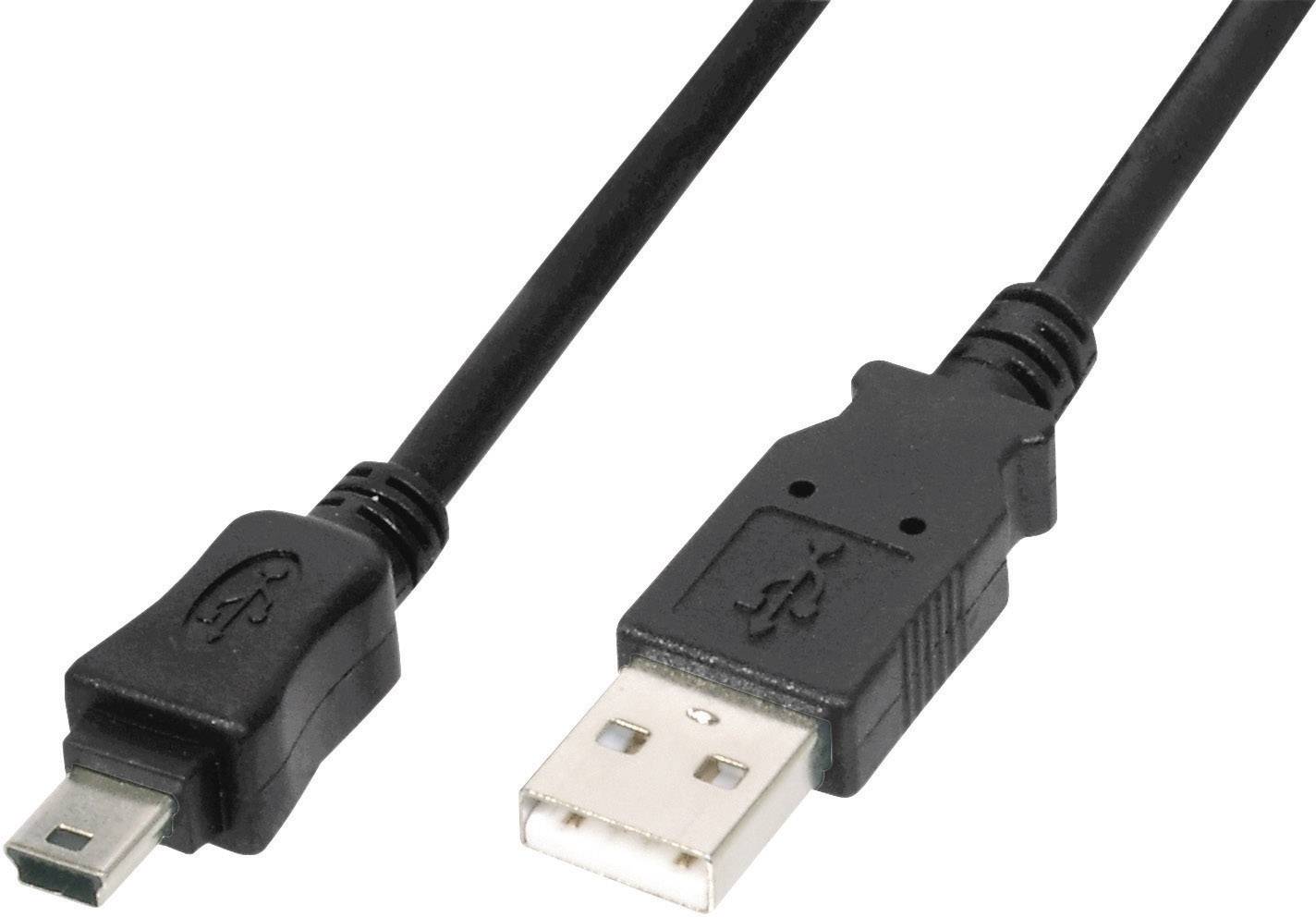 USB-kabel med standard-USB-stik på den ene side og mini-USB-stik på den anden side, til forbindelse af enheder.