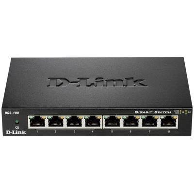 D-Link DGS-108 Strømforsyning-switch 8 porte 1 GBit/s