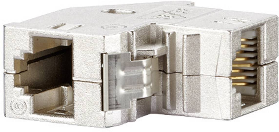 Metallisk netværksstik med RJ45-tilslutning, egnet til Ethernet-kabelsammenfatninger.