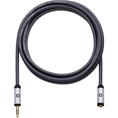 Sort audiokabel med et 3,5 mm jackstik og et 3,5 mm jackstik, velegnet til lydtilslutninger.