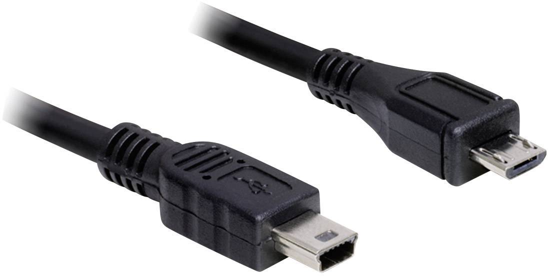 Prestigefyldte Forurenet Hviske Delock USB-kabel USB 2.0 USB-micro-B-hanstik, USB-mini-B-hanstik 1.00 m  Sort forgyldte stik, UL-certificeret 83177 | Conradelektronik.dk