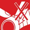 En finger rører ved en diagonal linje, der krydser et farligt symbol på en rød baggrund.