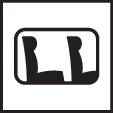 Symbol for en siddeplads med ryglæn, sort-hvid.