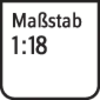 Målestok 1:18 i sort tekst på hvid baggrund.