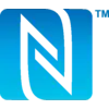 'Et stiliseret N i en guldfarvet firkant, symbol for Near Field Communication (NFC), med et lille 'TM' øverst til højre.'
