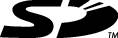'SD' Logo, et stiliseret sort 'SD', som er varemærket for Secure Digital-hukommelseskort.