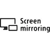 Billedet viser et logo med teksten 'Screen mirroring' og to sammenfiltrede rektangler, der symboliserer monitorer.