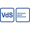 Sort logo med gylden ramme: Venstre 'VdS', højre 'Tillid gennem sikkerhed' i gylden skrift.