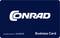 'CONRAD'-Logo auf dunkelblauem Hintergrund. Unten links steht 'Kundennummer: 12345678', unten rechts 'Business Card'.
