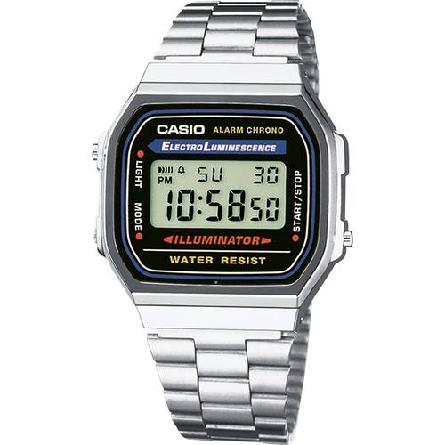 Casio Armbanduhr A168WA-1YES (B x H) 36.30 mm x 38.60 mm Silber Gehäusematerial=Kunstharz Material (Armband)=Edelstahl