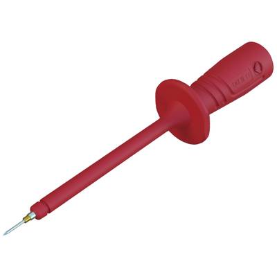 Ein rotes Prüfgerät mit isoliertem Griff und spitzer Metallspitze, das zur elektrischen Messung verwendet wird.