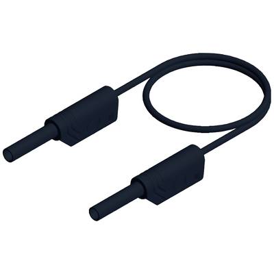 'Schwarzes Kabel mit zwei Steckern, Spiralform, geeignet für elektronische Verbindungen.'