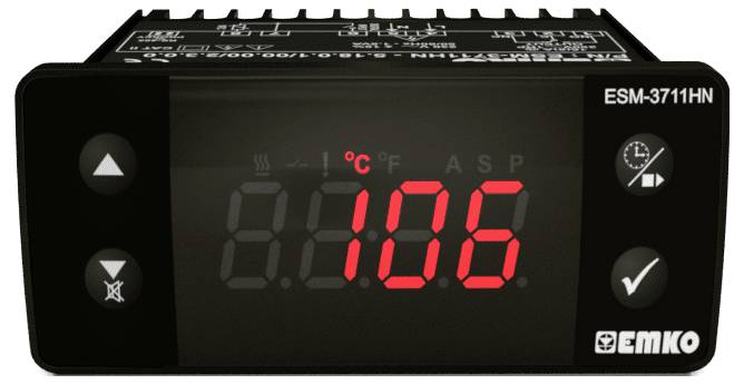 Emko ESM-3711-HN.5.12.0.1/00.00/1.2.0.0 Tweestandenregelaar Temperatuurregelaar PTC -50 tot 130 °C Relais 16 A (l x b x h) 65 x 76 x 35 mm afbeelding