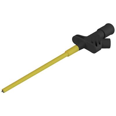 Ein chirurgisches Instrument mit einem langen, gelben Schaft und einem schwarzen, ergonomischen Griff.