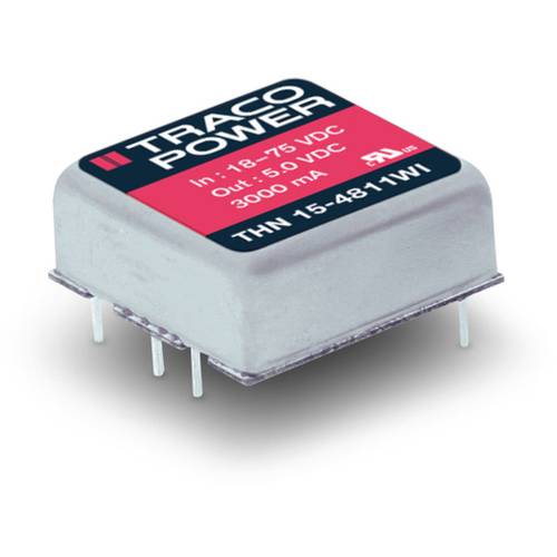 TracoPower THN 15-4811WI DC/DC-Wandler, Print 48 V/DC 5 V/DC 3 A 15 W Anzahl Ausgänge: 1 x Inhalt 1 St.