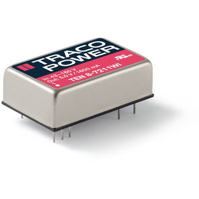 Ein elektronisches Bauteil, ein Spannungswandler von Traco Power, Modell TEN 8-7211WI, mit technischen Spezifikationen auf dem Etikett.
