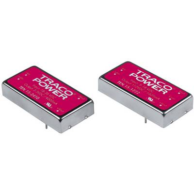 Zwei rechteckige elektronische Komponenten mit rotem Aufdruck 'TRACO POWER', spezifiziert als Modelle TEN 15-2410 und TEN 15-1222.