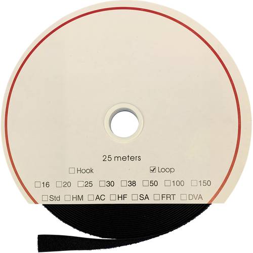 FASTECH® T0201699990325 Klettband zum Aufkleben Hotmelt Flauschteil (L x B) 25000 mm x 16 mm Schwarz 25 m